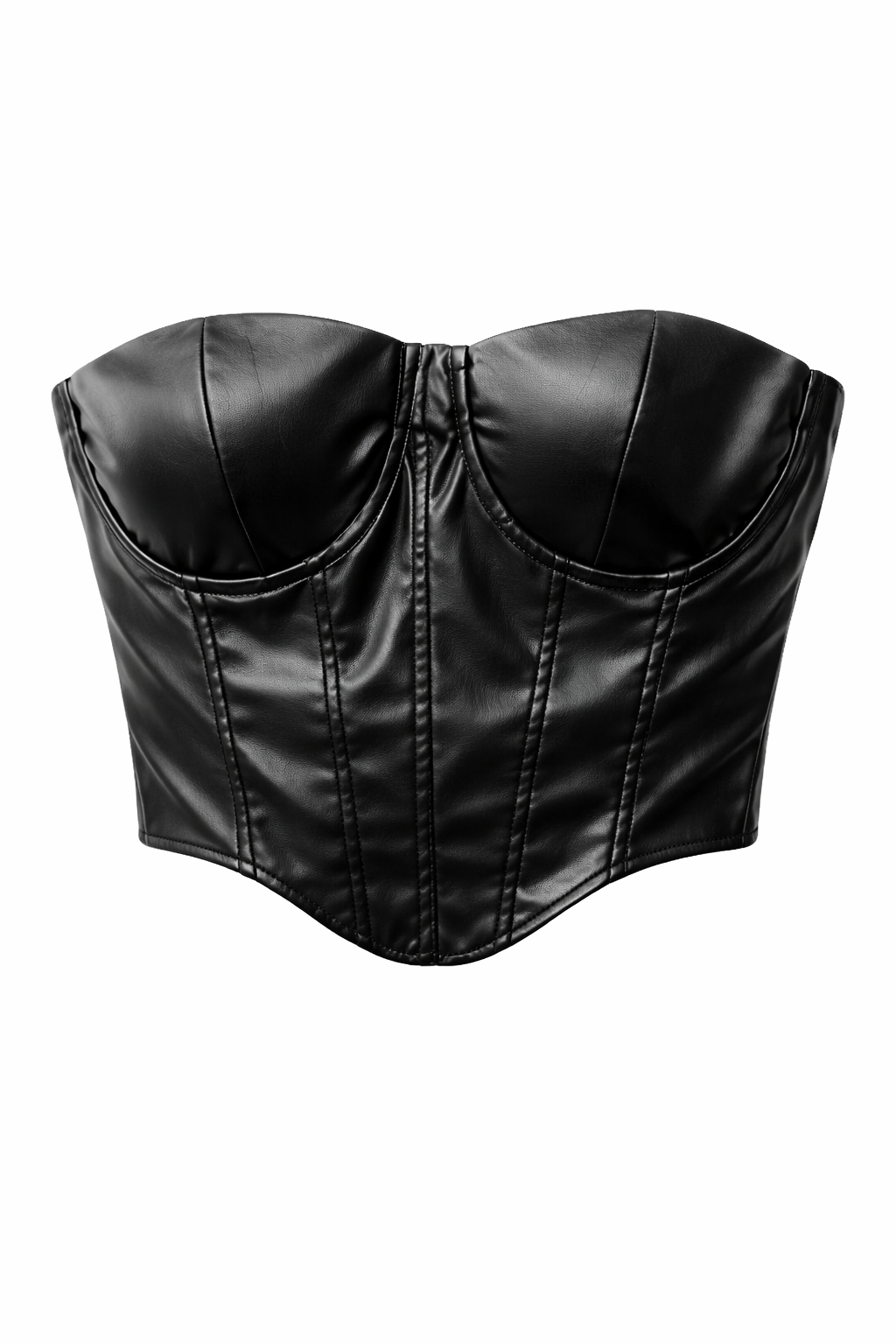 Black Faux Leather Strapless Corset